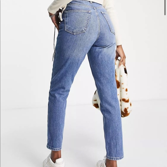 Topshop Mom Jeans high rise medium wash zipper fly straight leg 100% cotton - Picture 6 of 11